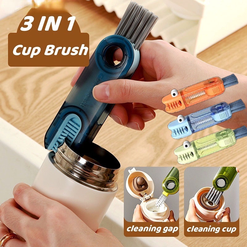 3-in-1 Multifunctional Cup Lid Brush Crevice Cleaning Brush Feeding Bottle  Brush Cup Mouth Groove Washing Tool - Red Wholesale