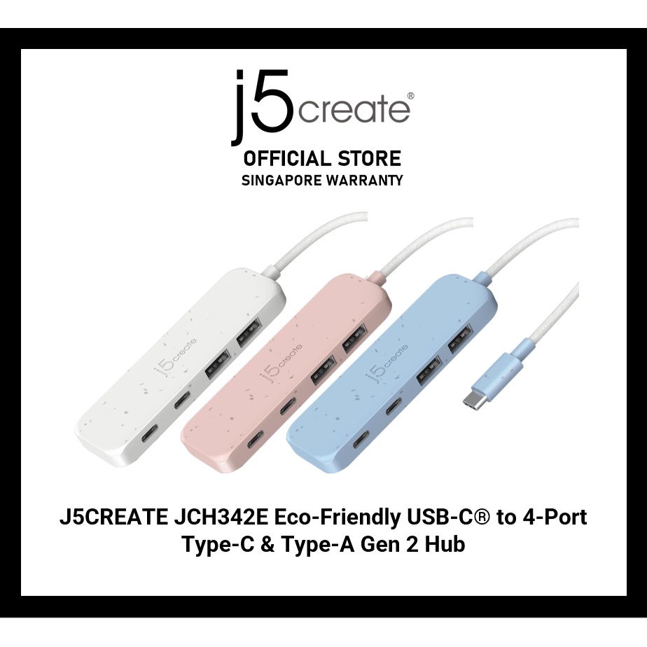  j5create 4-in-1 USB-C to 4-Port Type-C Hub(Eco