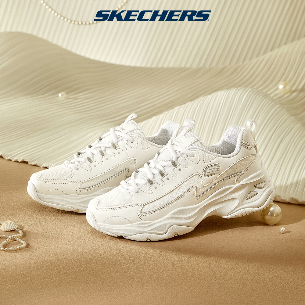 Skechers Women's D'Lites Memory Foam Lace-up Sneaker ALL White