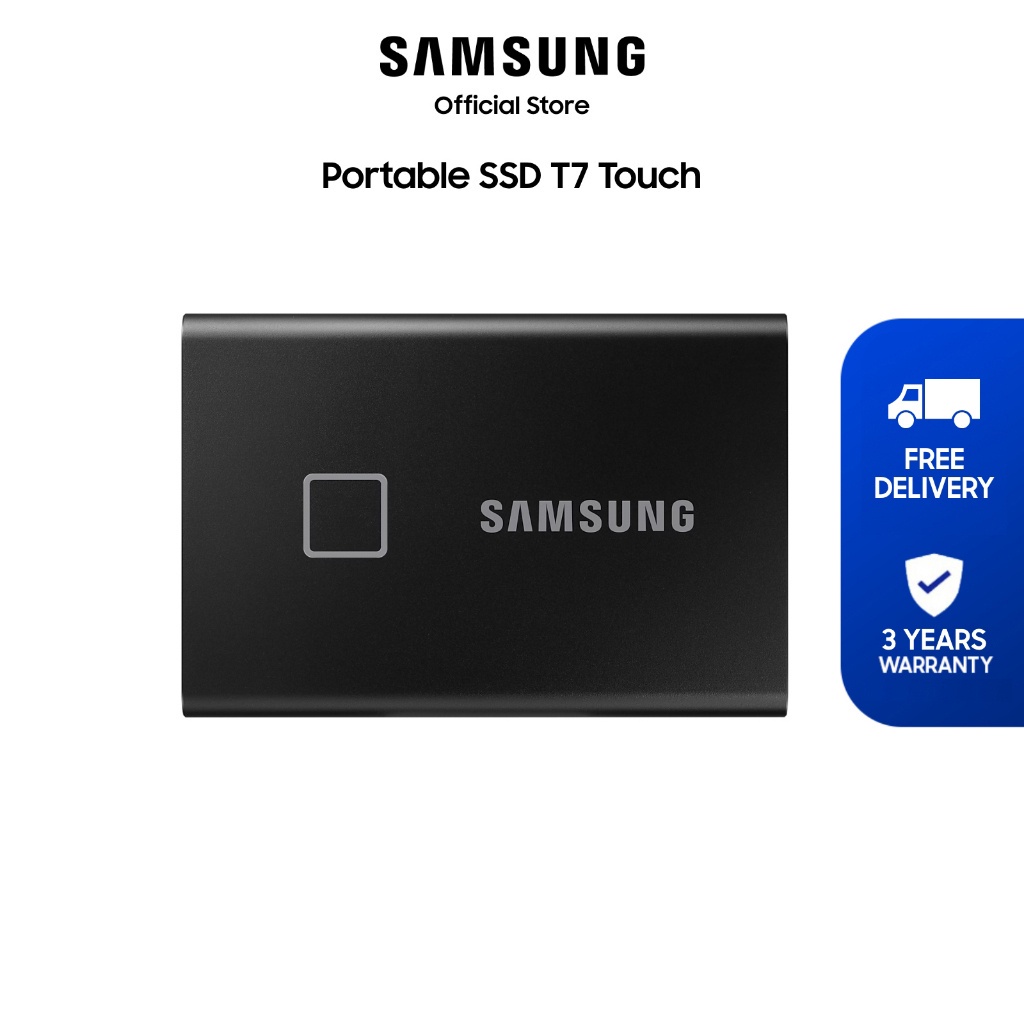 Samsung T7 Touch, Portable Solid State Drive with Finger Print Security,  USB 3.2, 1TB, Black