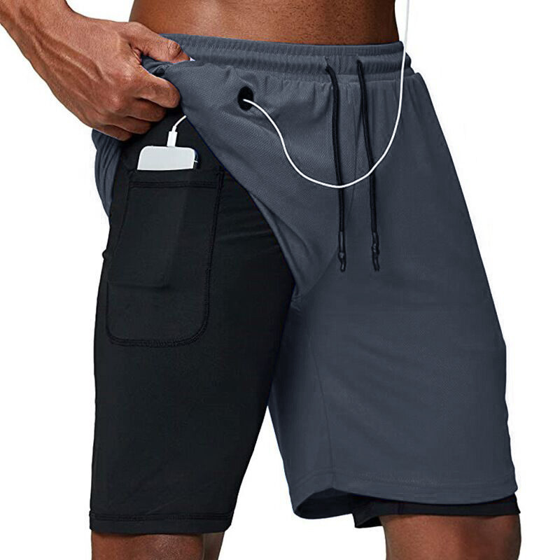 2023 Men Running Shorts 2 In 1 Double Deck Quick Dry Gym