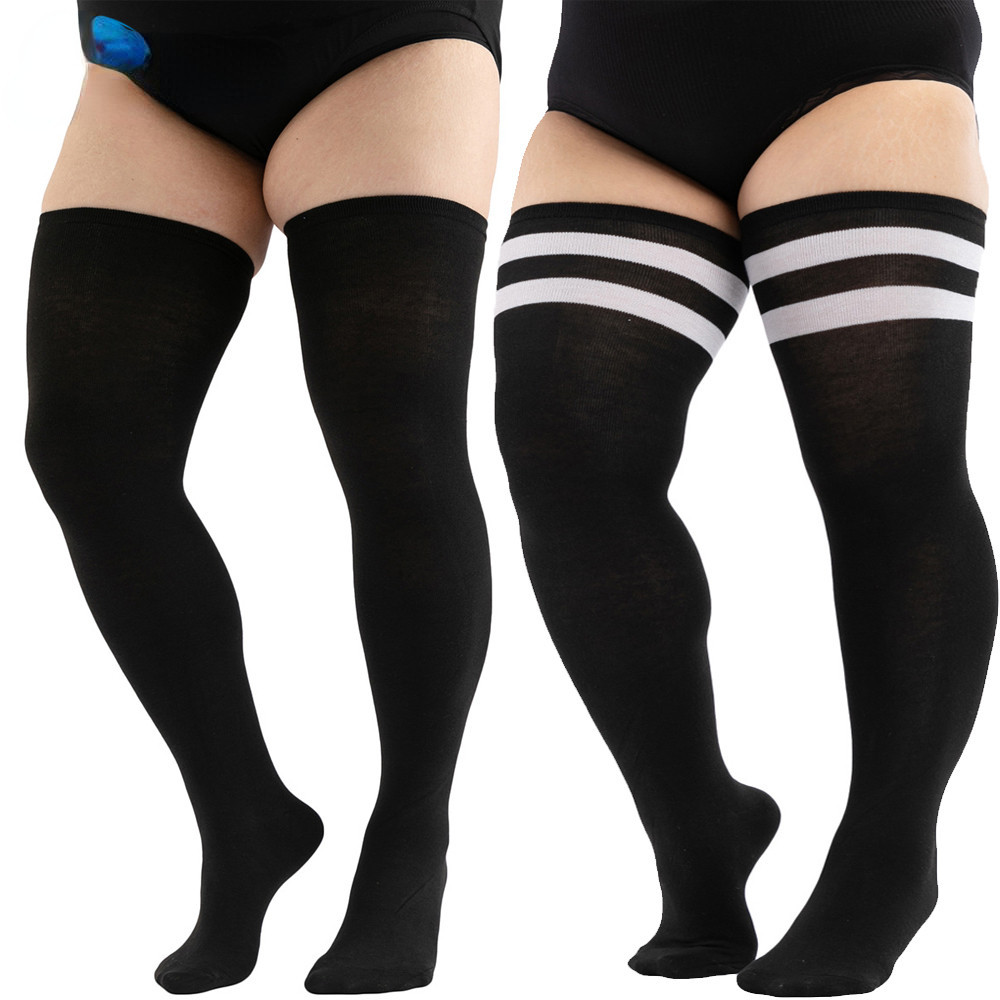 1Pair Plus Size Womens Thigh High Socks for Thick Thighs Extra Long Striped Thick Over The Knee Socks Leg Warmer Boot Socks Shopee Singapore