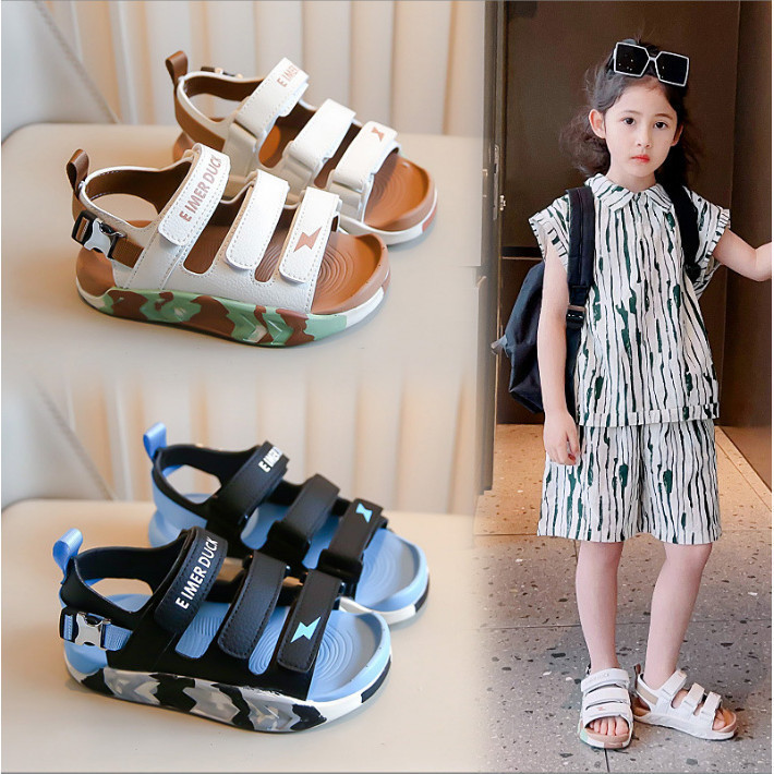 Sandals For Boys And Girls 5 12 Years Old Model 31 With Super Soft Paint Stiletto Soles Dynamic Style Going Out And School Shopee Singapore