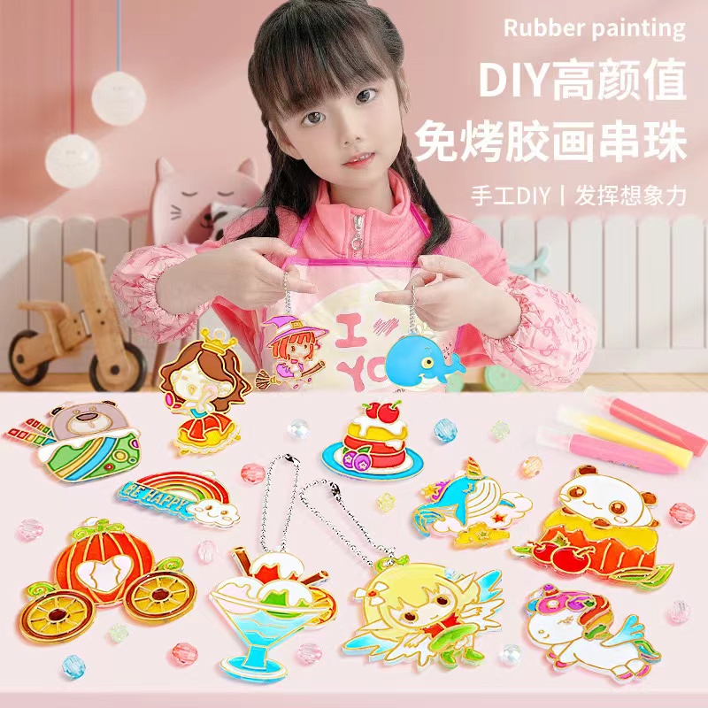 Diy Crystal Paint Arts And Crafts Set, Chtistmas Halloween Diy Diamond Painting  Kits For Kids, Bake-free Crystal Color Glue Painting Pendant Toy