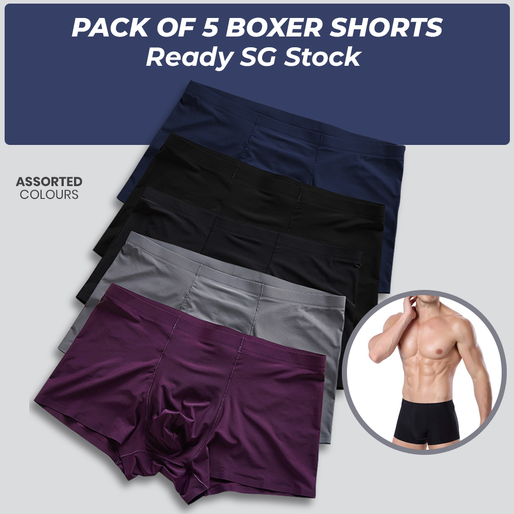 Pack of 5 Boxer Shorts for Men or Boys Underwear, Boxer Shorts Underwear  For Men or Teenagers, Assorted Colours