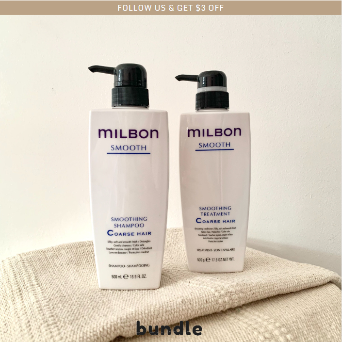 Milbon Smooth Smoothing Shampoo 500ml & Smooth Smoothing Treatment 500g  Coarse Bundle