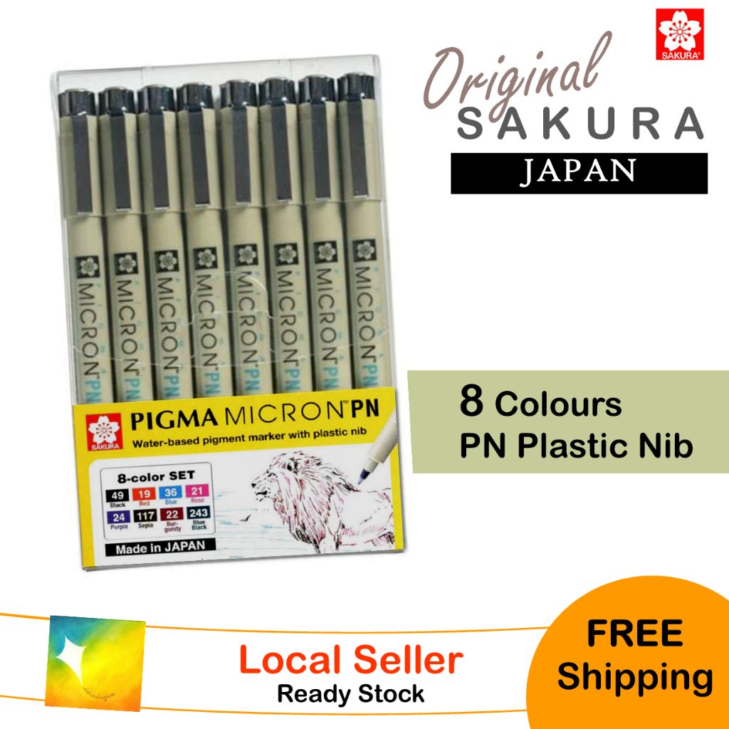 Sakura Pigma Micron, Set of 8 PN (Plastic Nib)