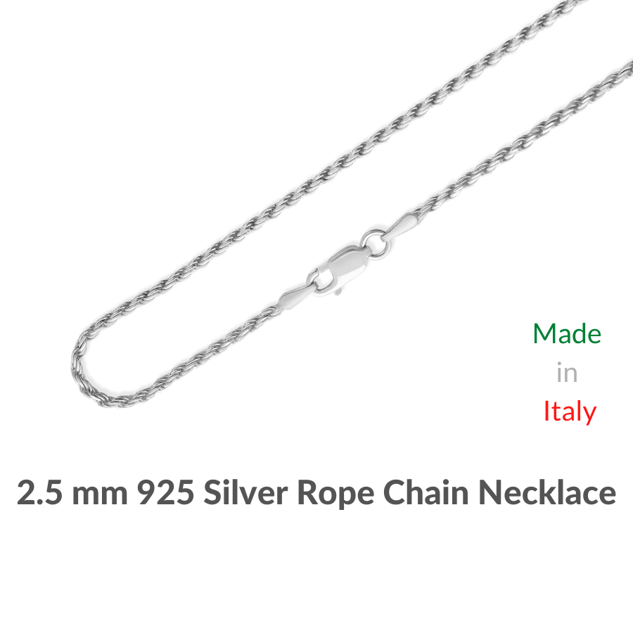 4mm 925 Silver Rope Chain Necklace Sterling Silver 16 18 20 22 24 26 28 30  inch italian unisex men women woman man