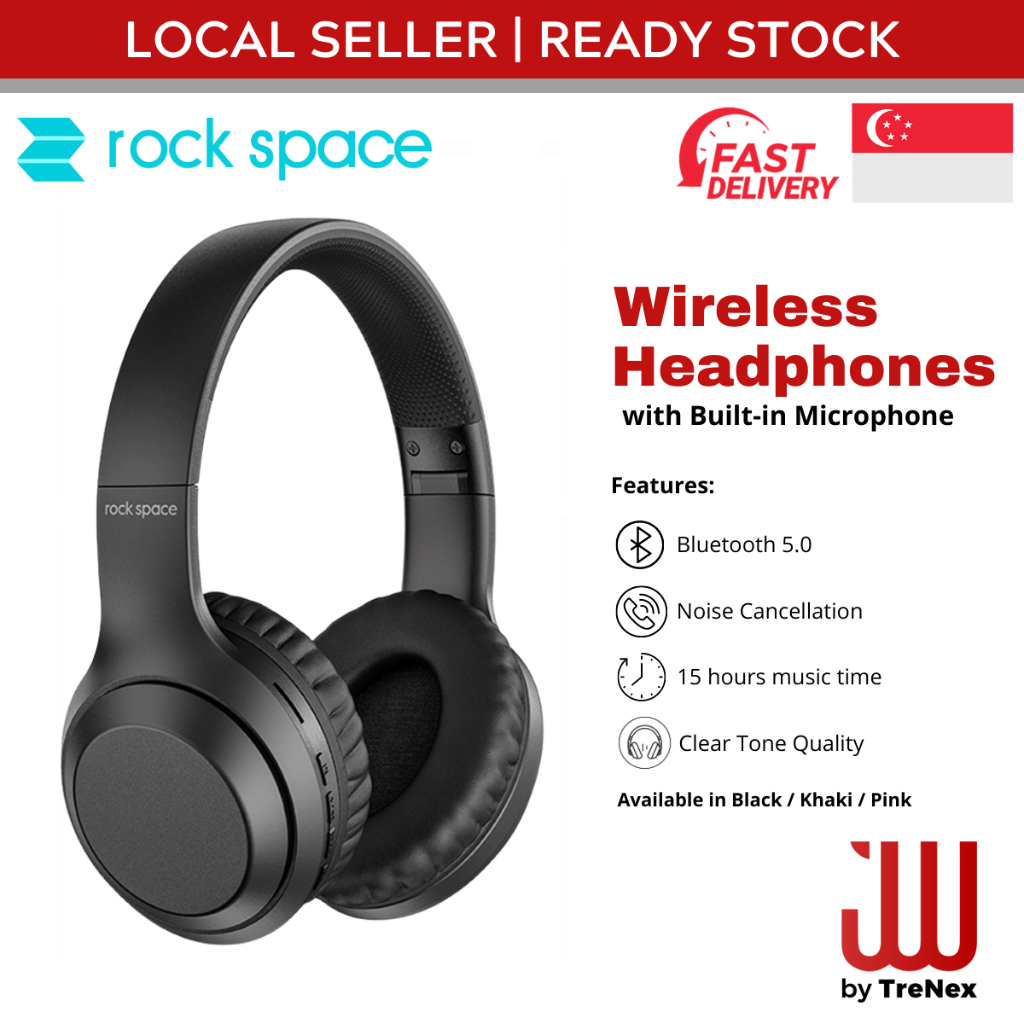 SG NEXT DAY SHIP Rock Space Wireless Headphone Foldable Headset