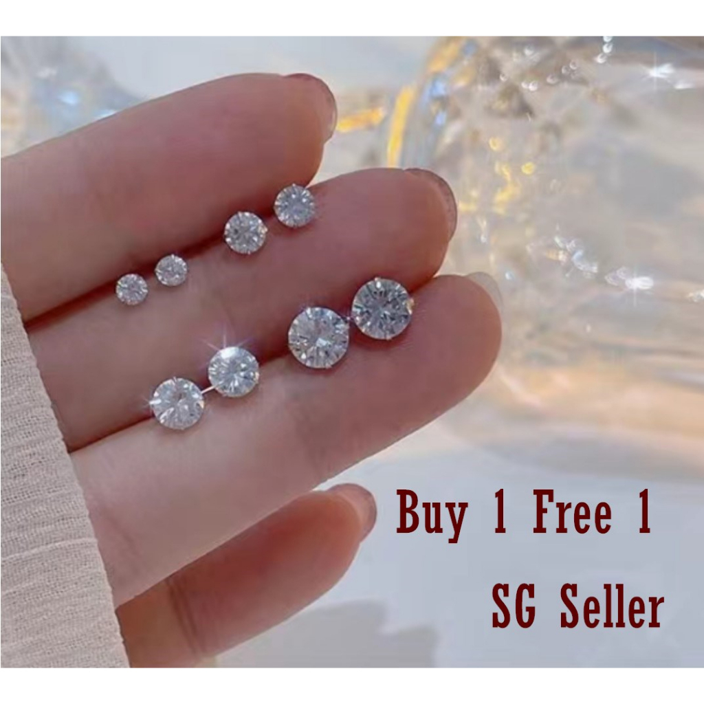 Buy 1 get 1 free Zircon Earrings Unisex Stud Earrings 4 Claws
