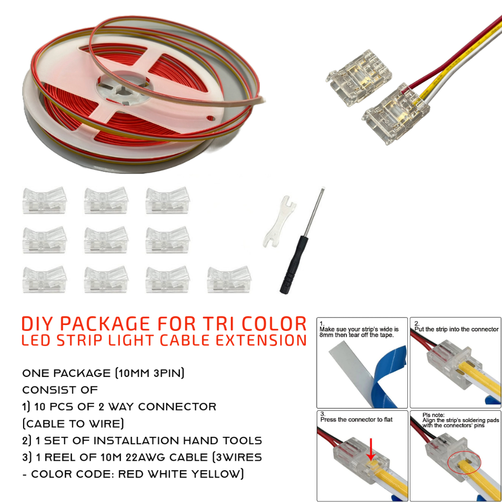 COB LED strip light extension wire connector Shopee Singapore