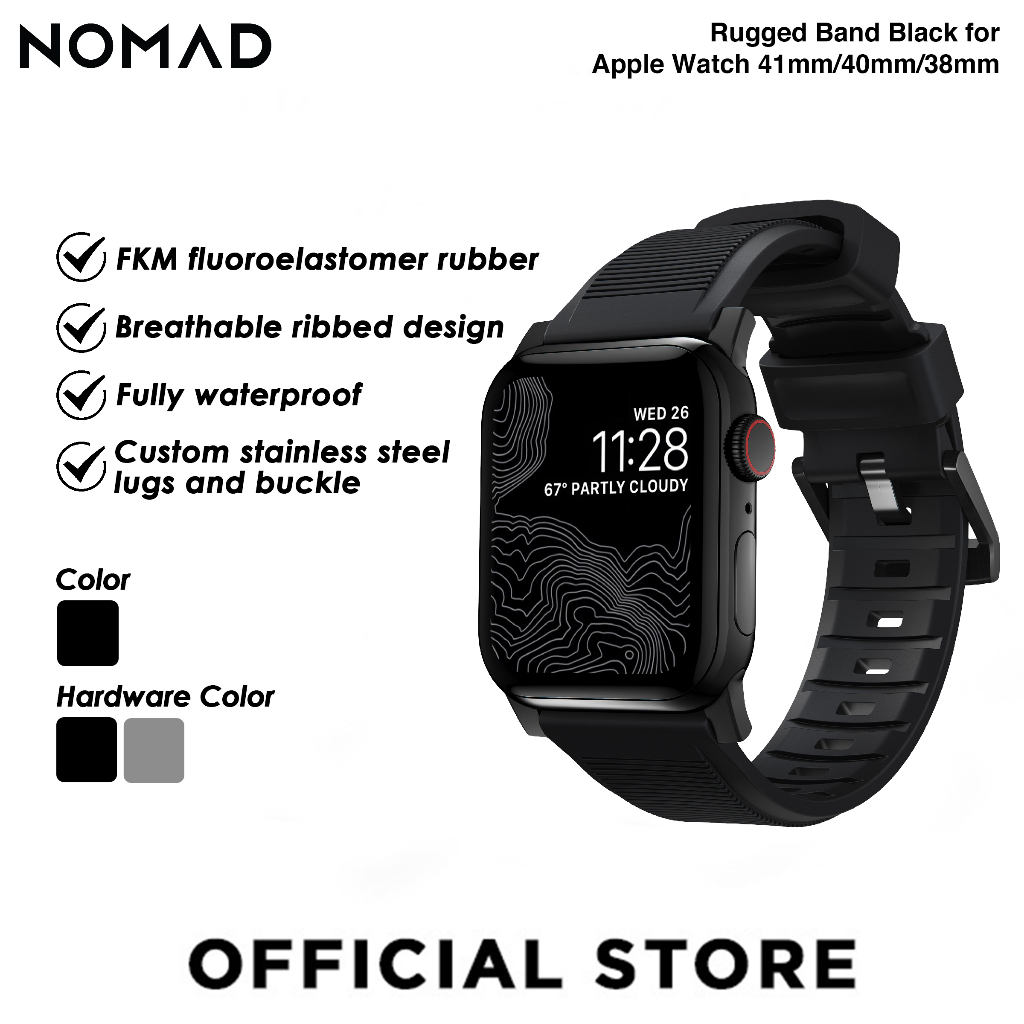 NOMAD Rugged Band Black for Apple Watch 41mm/40mm/38mm | Shopee