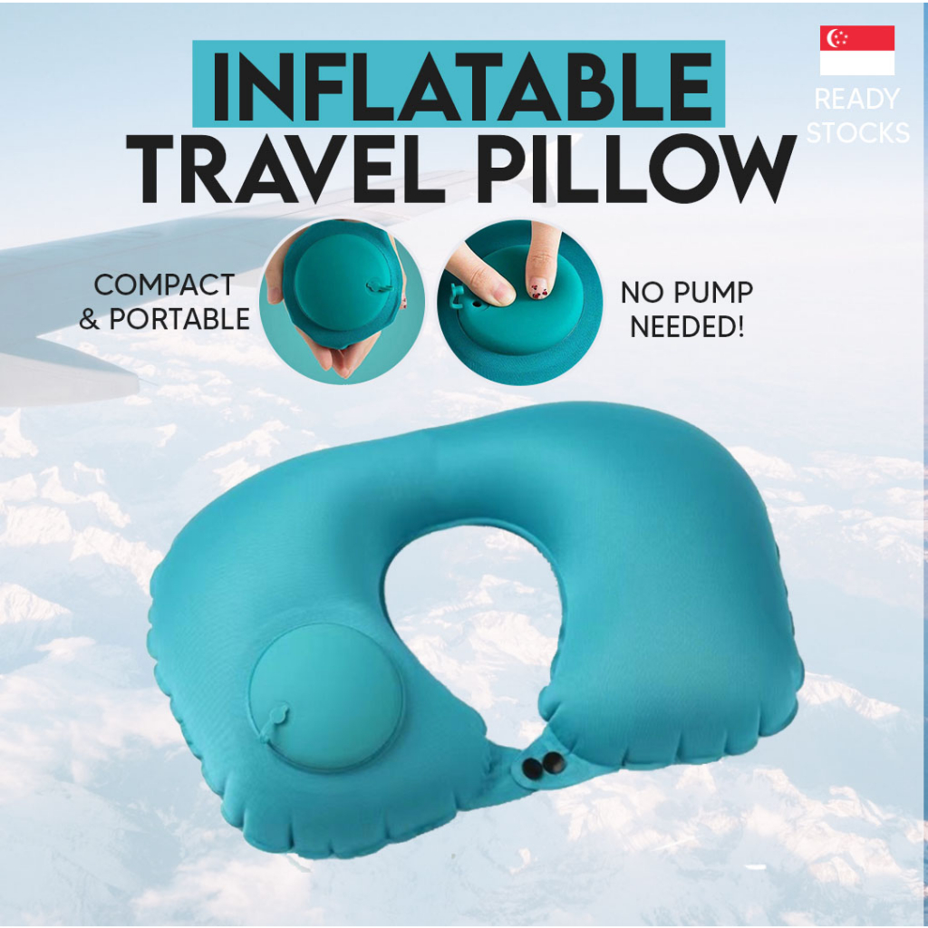 SG Ready Stocks】Inflatable U-shape Travel Pillow Airplane Neck Pillow  Collapsible Pillow Comfortable No Pump Needed