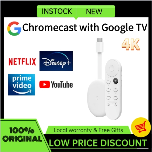 Original New Google Chromecast 4th with Google TV with 4K Android 10  Netflix Certified Dolby Vision