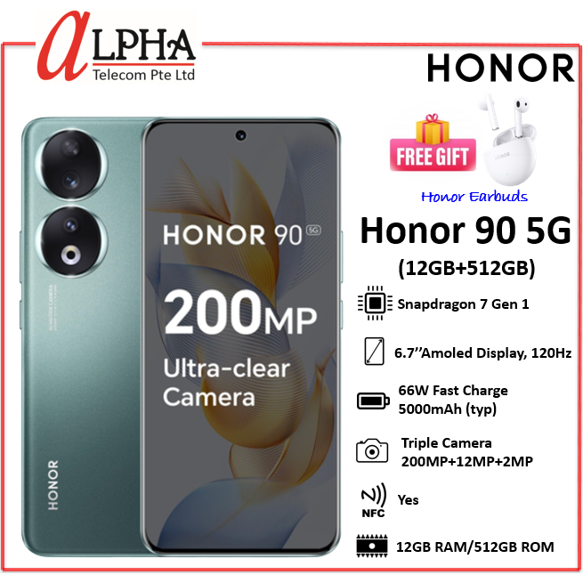 Honor 90 512GB 5G Smartphone, 200mp, AMOLED, 5000mAh with code