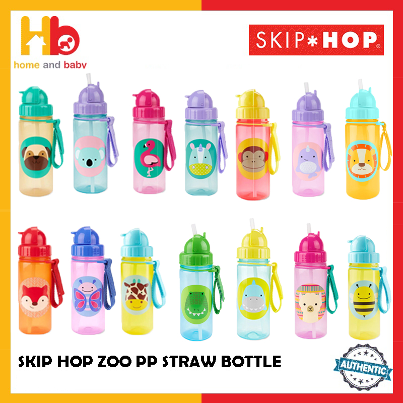 SKIP HOP ZOO PP STRAW BOTTLE 13oz/390mL ASSORTED