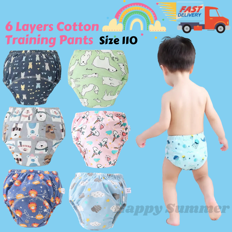 6 Layers Kids Potty Training Pants Baby Underwear Toilet Cloth