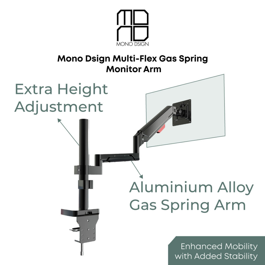 Flex Dual Monitor Arm with Laptop Tray- Gas Spring