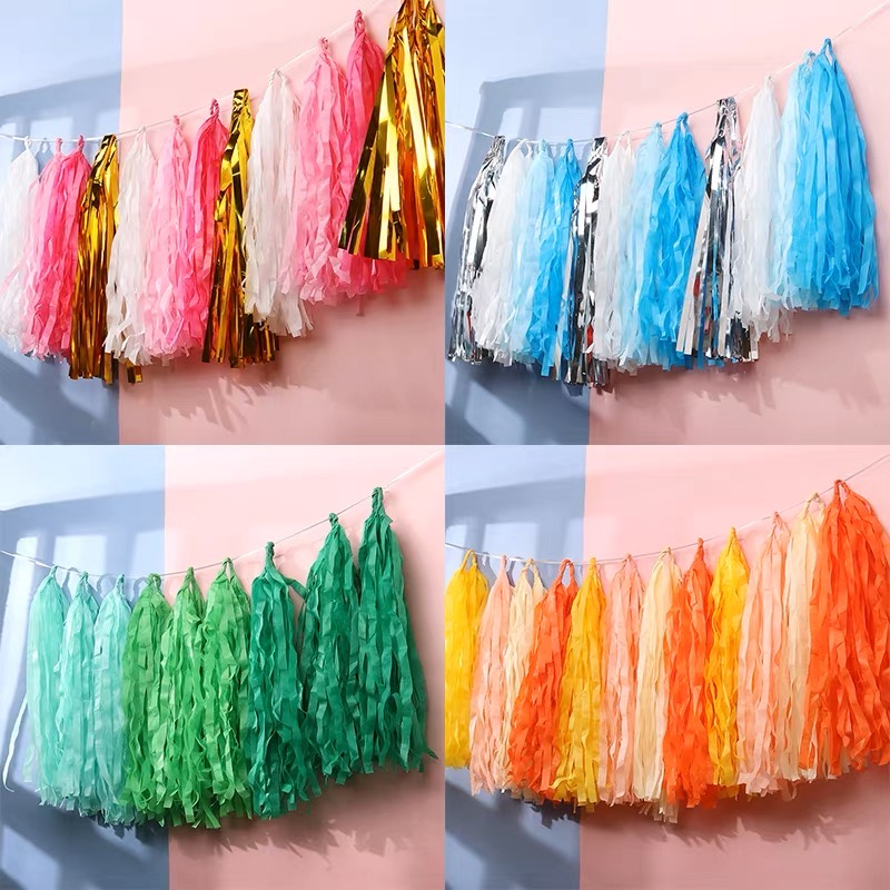 Fuchsia Tassel Garland 20 Pcs, Tissue Paper Tassels Garland Banner for  Party Birthday Wedding Decoration Baby Shower Table Decor Balloon Tails