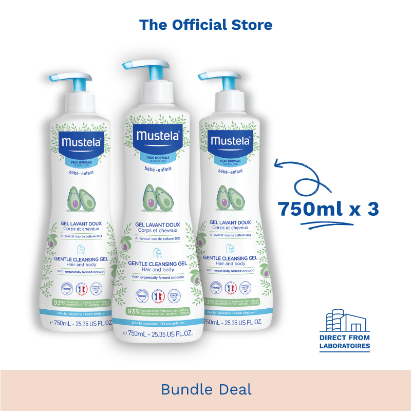 Mustela Gentle Baby Cleansing Gel, 25.35 fl oz, 2-pack