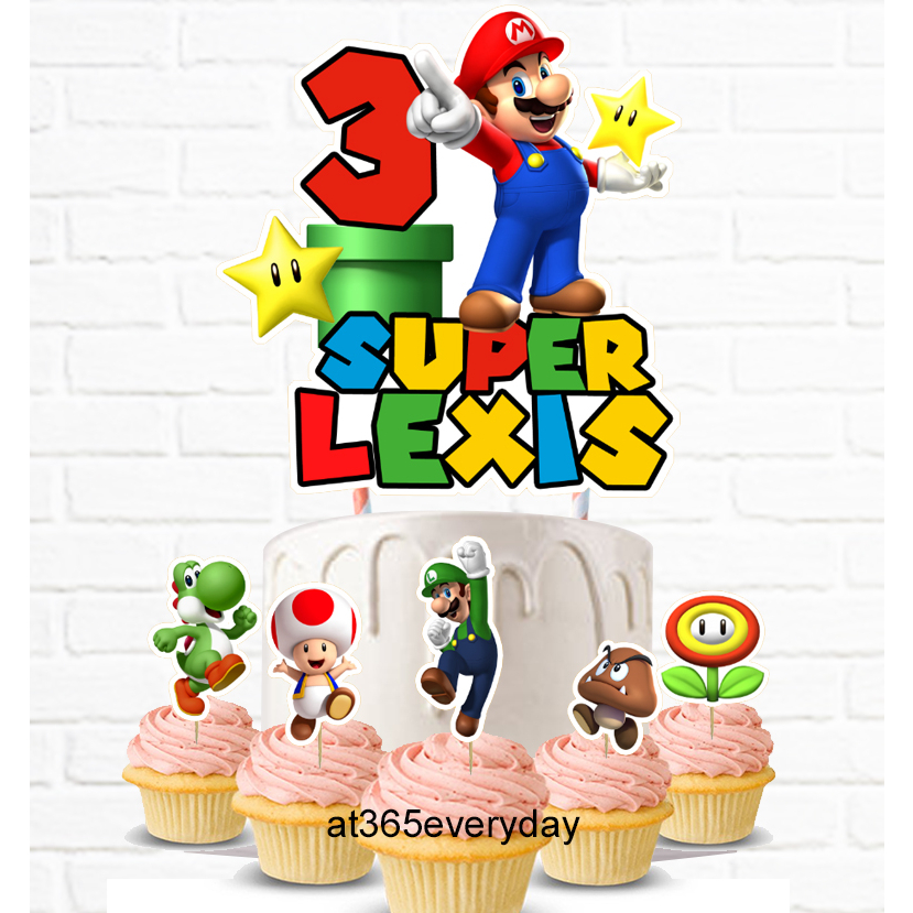 Mario Acrylic Bday Cake & Cupcake Toppers  Birthday Cake Singapore – Kidz  Party Store