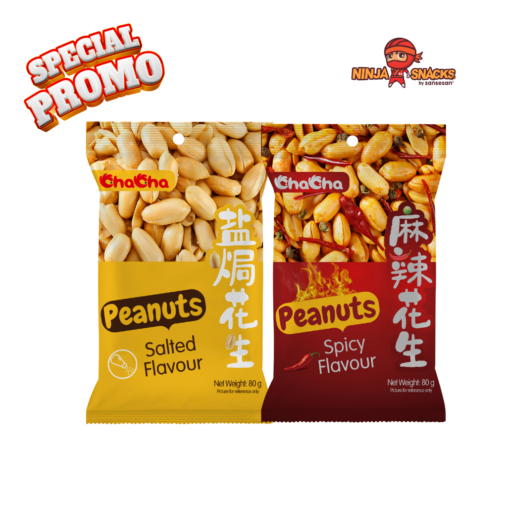 Bundle of 2 ChaCha Peanuts 80g Salted Mala Spicy