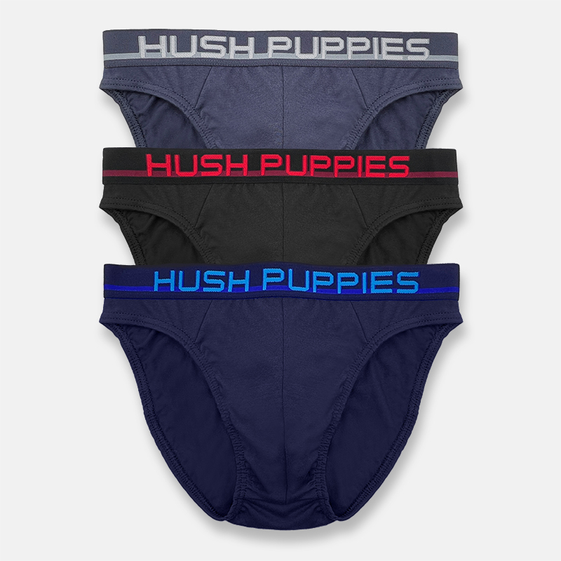 Hush Puppies 3pcs Men's Hipster Briefs, Cotton Elastane