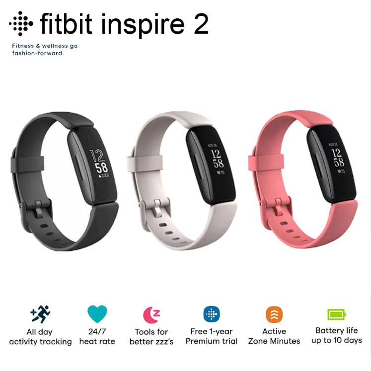 Fitbit Inspire 2 Watch Black HR Heart Sleep Step Smart Activity