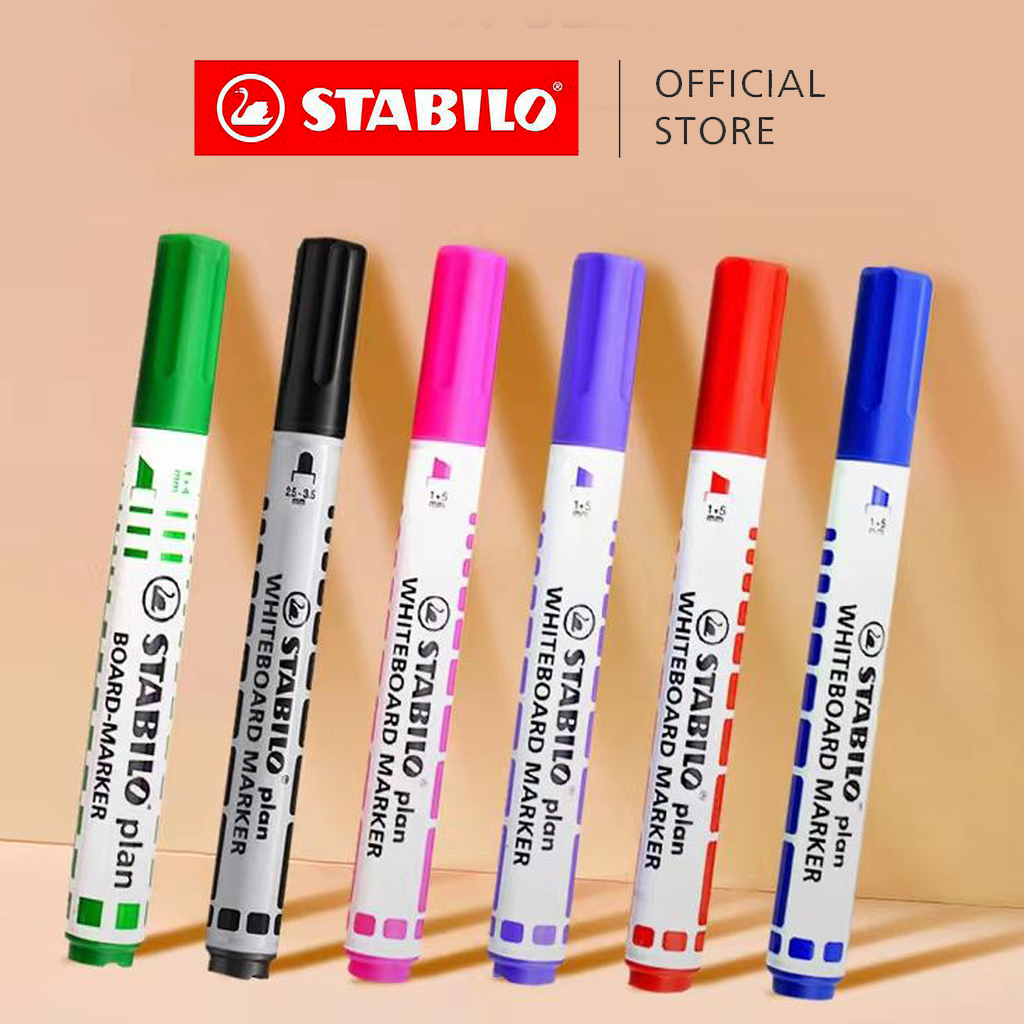 STABILO Plan Whiteboard Markers Bullet Tip - Set of 6 Point Dry Wipe M -  Schwan-STABILO -Most colourful Stationery Shop