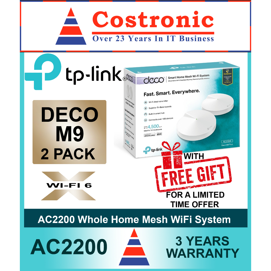 TP-LINK DECO M9 PLUS ( 2 PACK ) AC2200 SMART HOME MESH WI-FI