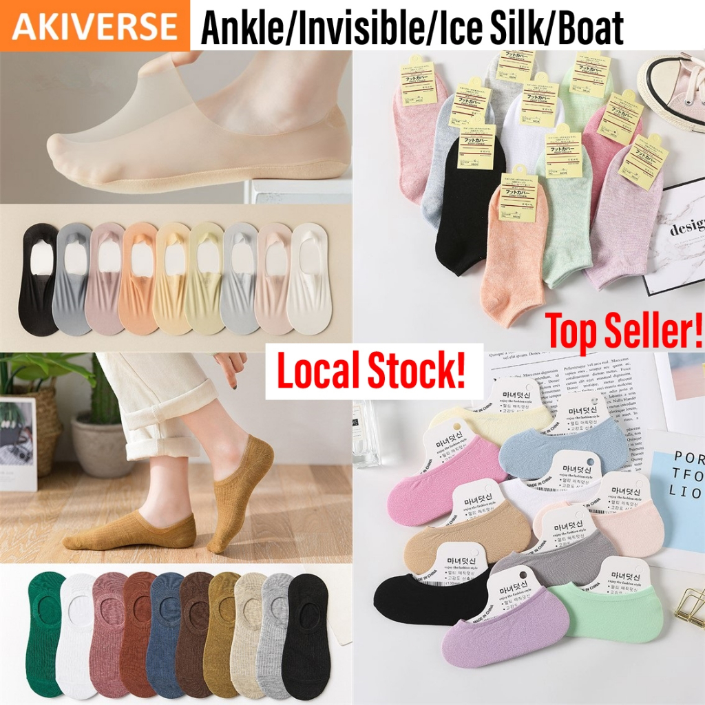 SG Wholesale] Women Socks Ankle Socks Cotton Ice Silk Invisible