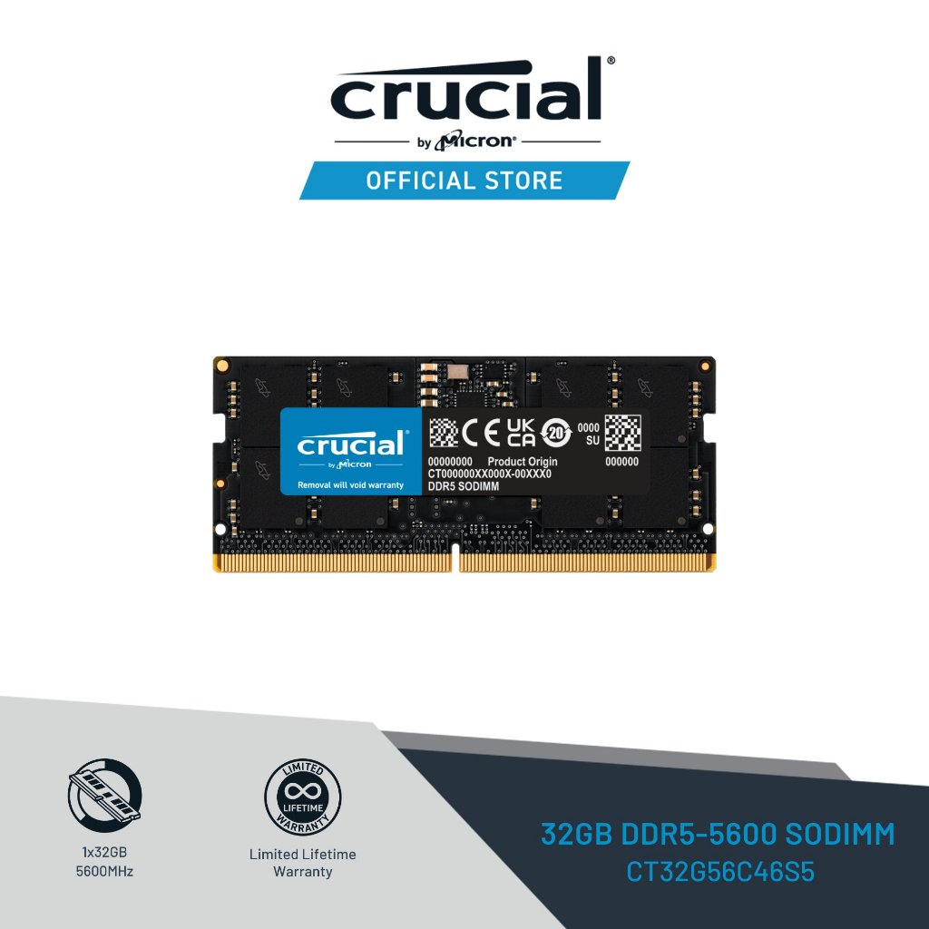 Crucial 32GB DDR5 5600 SODIMM CT32G56C46S5 Shopee Singapore