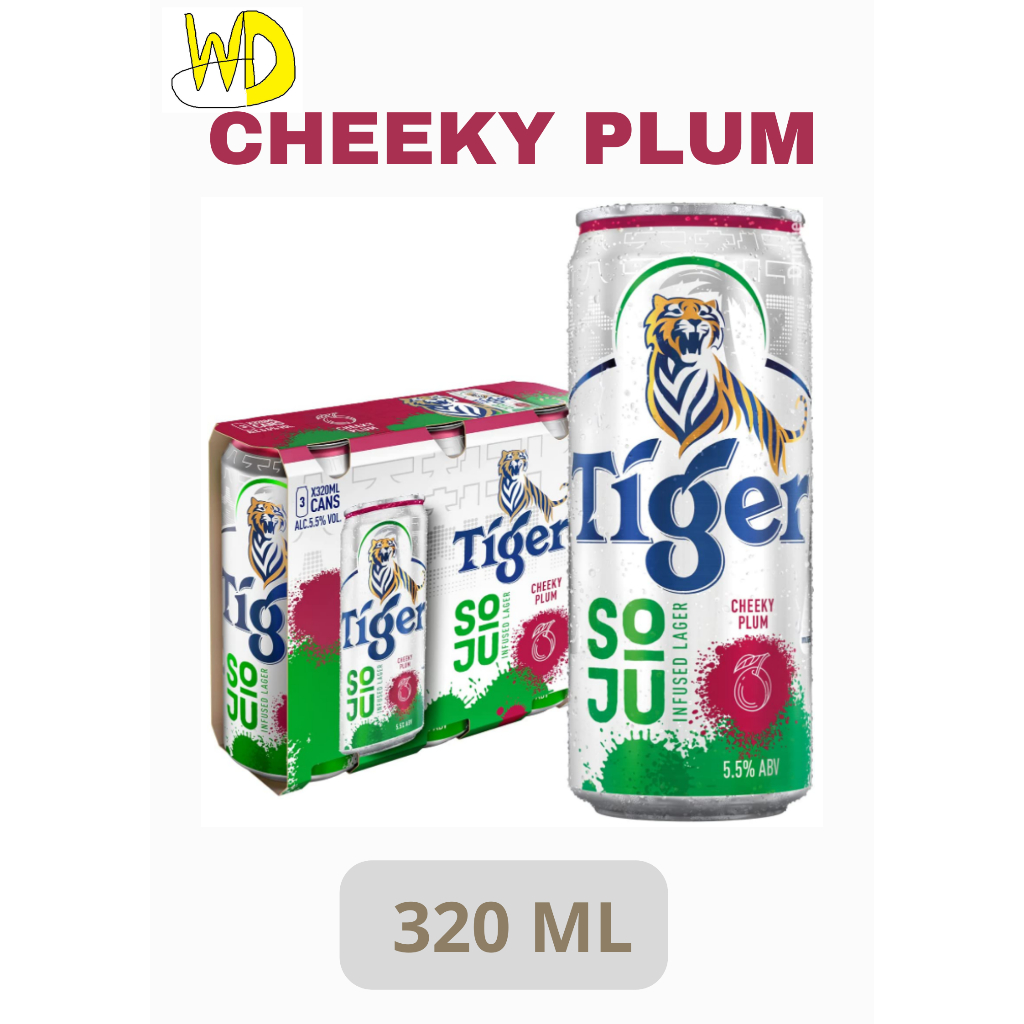 Tiger Soju Infused Lager Cheeky Plum Beer 320ML x 3 Cans