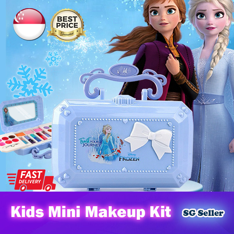 SG Ready Stock】Frozen Elsa Princess Kids Non-toxic Mini Makeup Kit/Cosmetic  Case☆Water Soluble√Safe Tested√Gift/Present