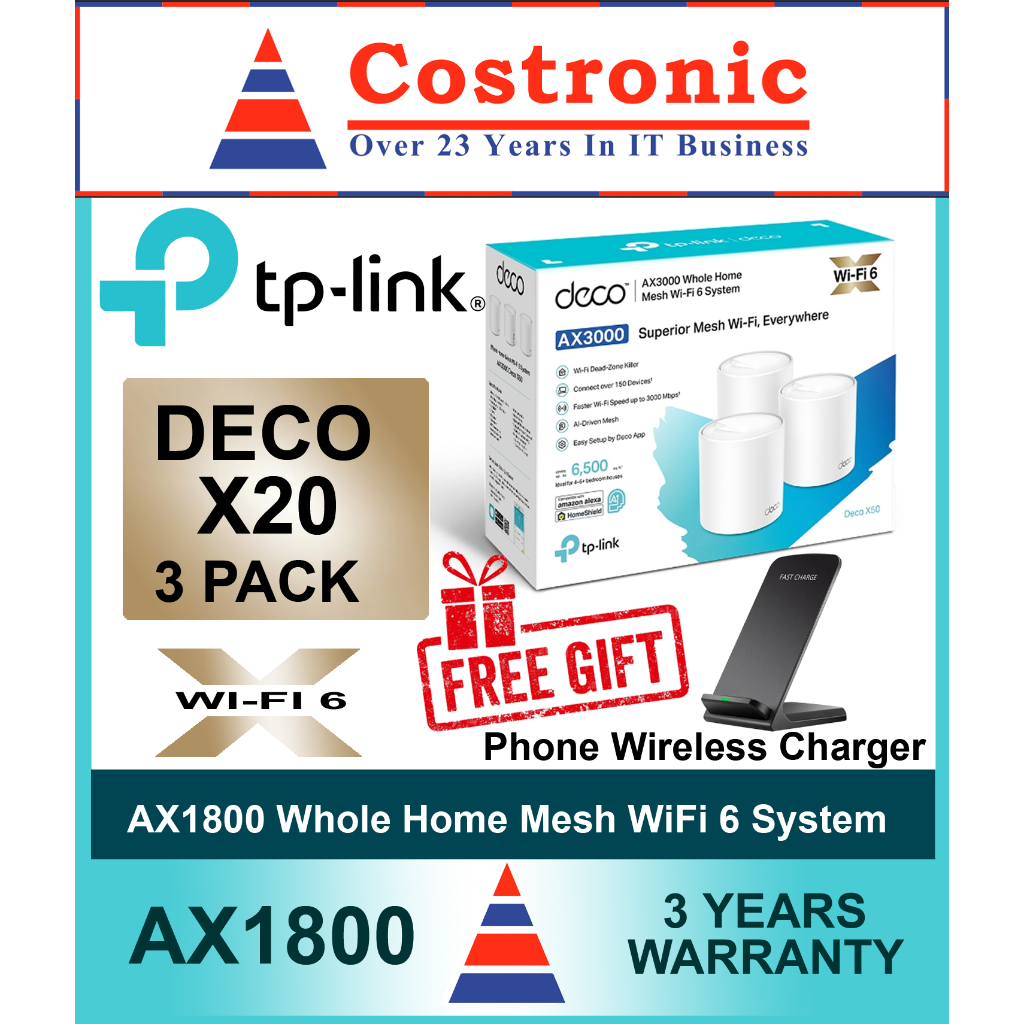 TP-Link AX1800 Whole Home Mesh WiFi 6 System Deco X20 3 Pack 