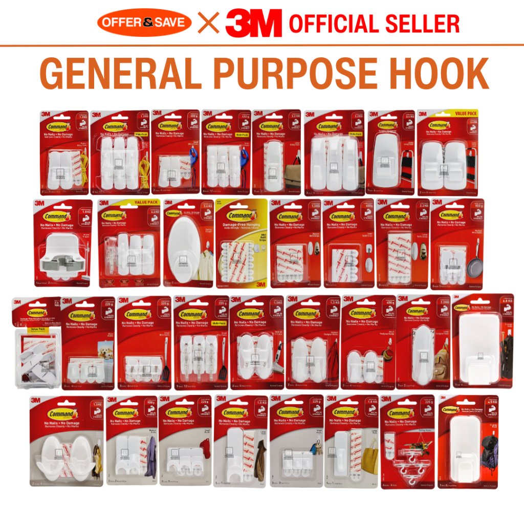 Local Set] 3M Command General Purpose Hooks Ceiling Hooks Clothes Hook