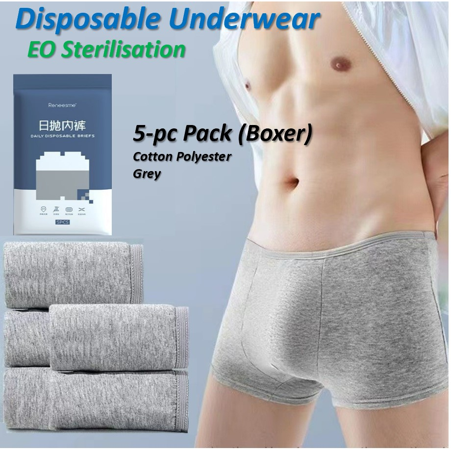 5-pc Pack) Disposable Underwear for Men Brief Boxer for Travel