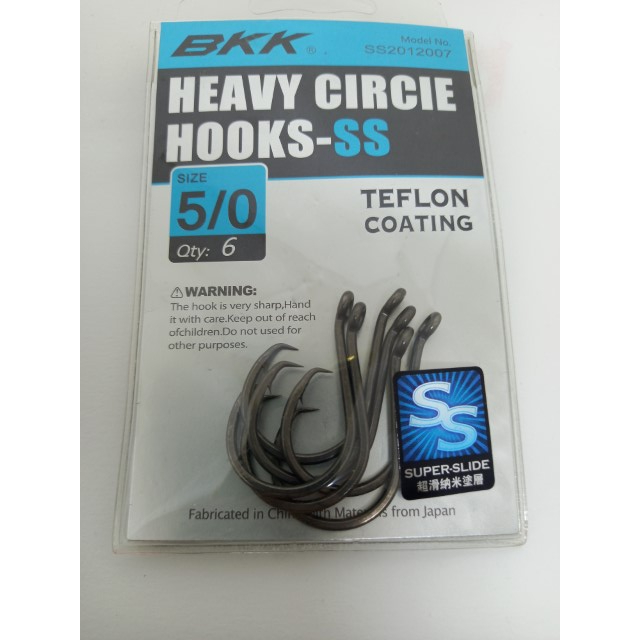 BKK Black King Kong Heavy Circle Telfon Coating Fishing Hook Hooks