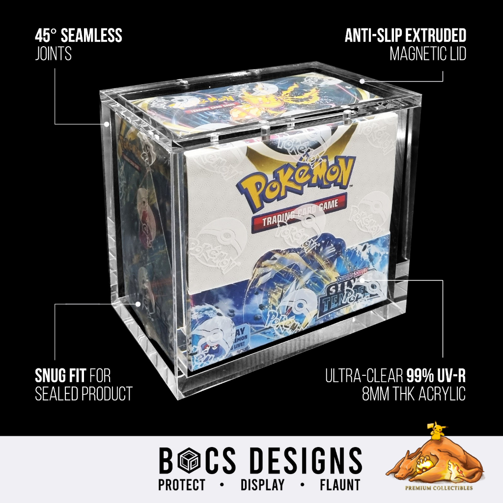 Magnetic Case for Pokemon Booster Box Premium Thick Acrylic UV Protection