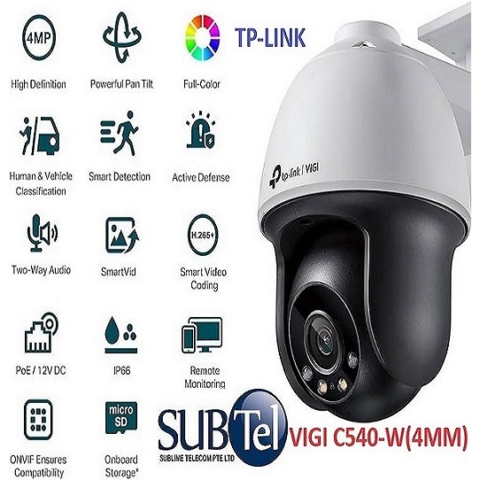 TP-Link VIGI C540 4mm 4MP Outdoor Full-Color Pan Tilt Network Camera