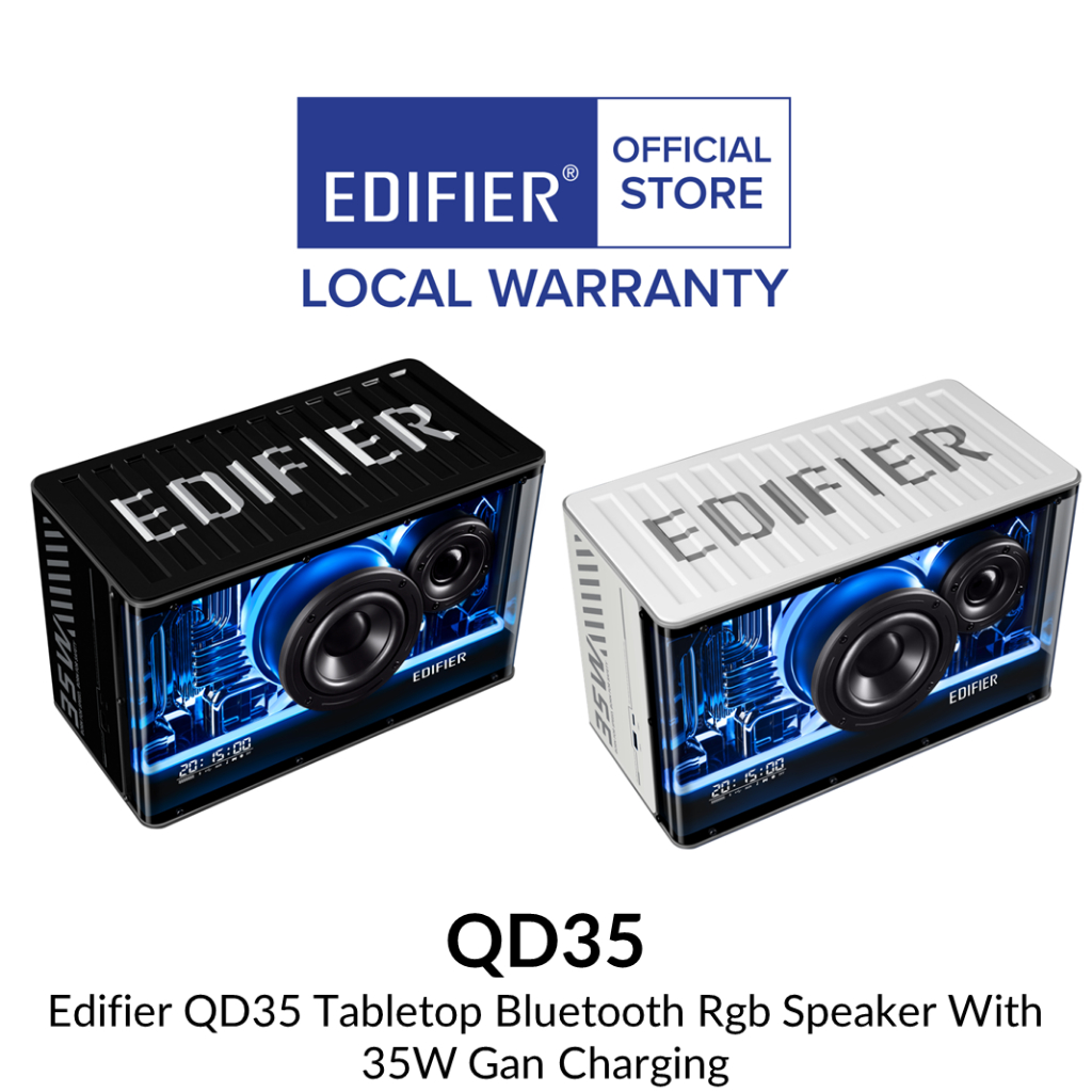  Edifier QD35 Tabletop Bluetooth Speaker, Hi-Res Audio & Hi-Res  Audio Wireless Certified Computer Speaker, 35W GaN Ultra-Fast Charging,  Splendid Light Effects Home Speaker for Phone, Black : Electronics