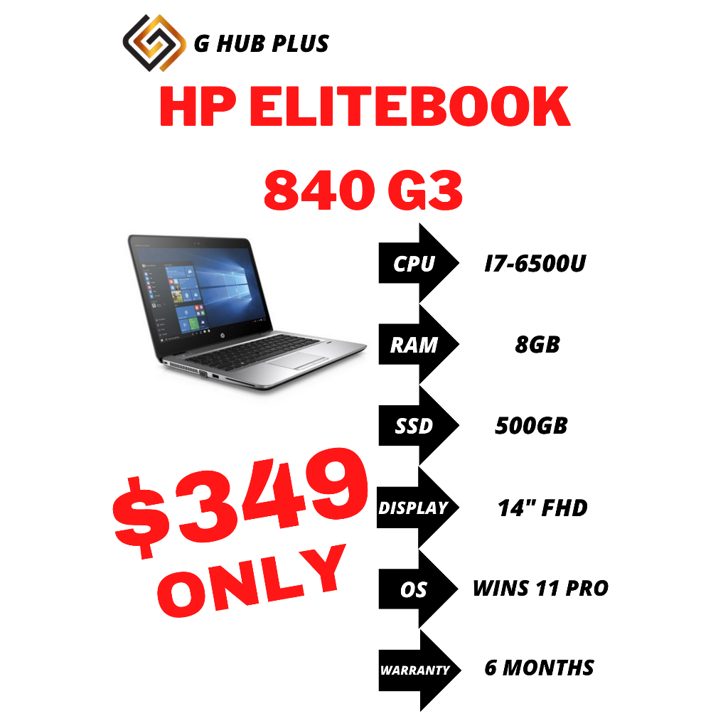 HP Elitebook 840 G3 Laptop – Intel Core i7 - 500GB - 8GB Ram