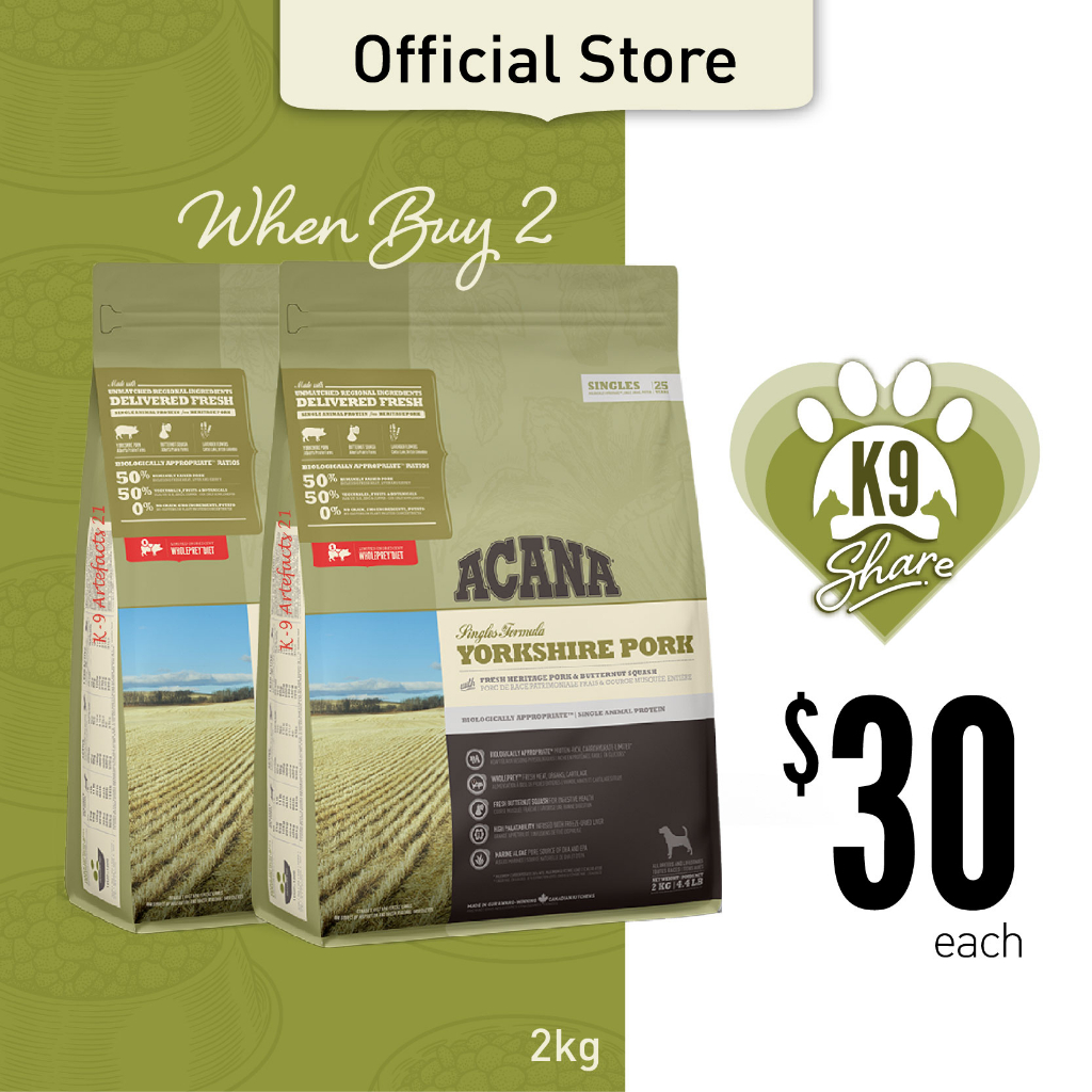 K9SHARE ACANA Yorkshire Pork Dog Food Shopee Singapore