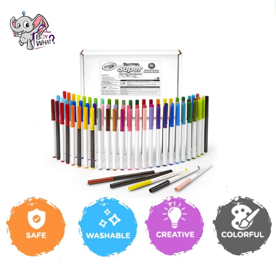 Crayola 80 Count SuperTips Washable Markers, Now with 80 Unique Colors, No  Duplicates, Gift