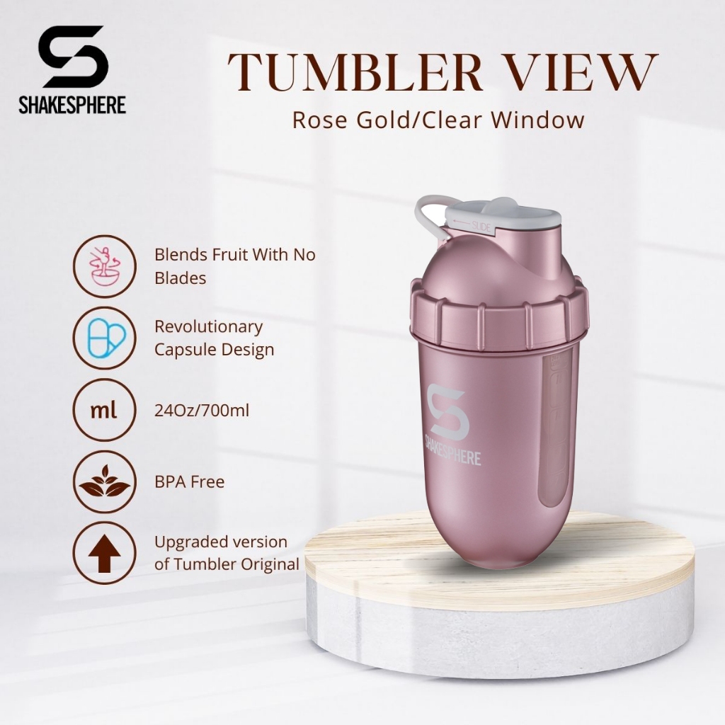ShakeSphere Tumbler View | Shaker Bottles | 700ml - Rose Gold & Black