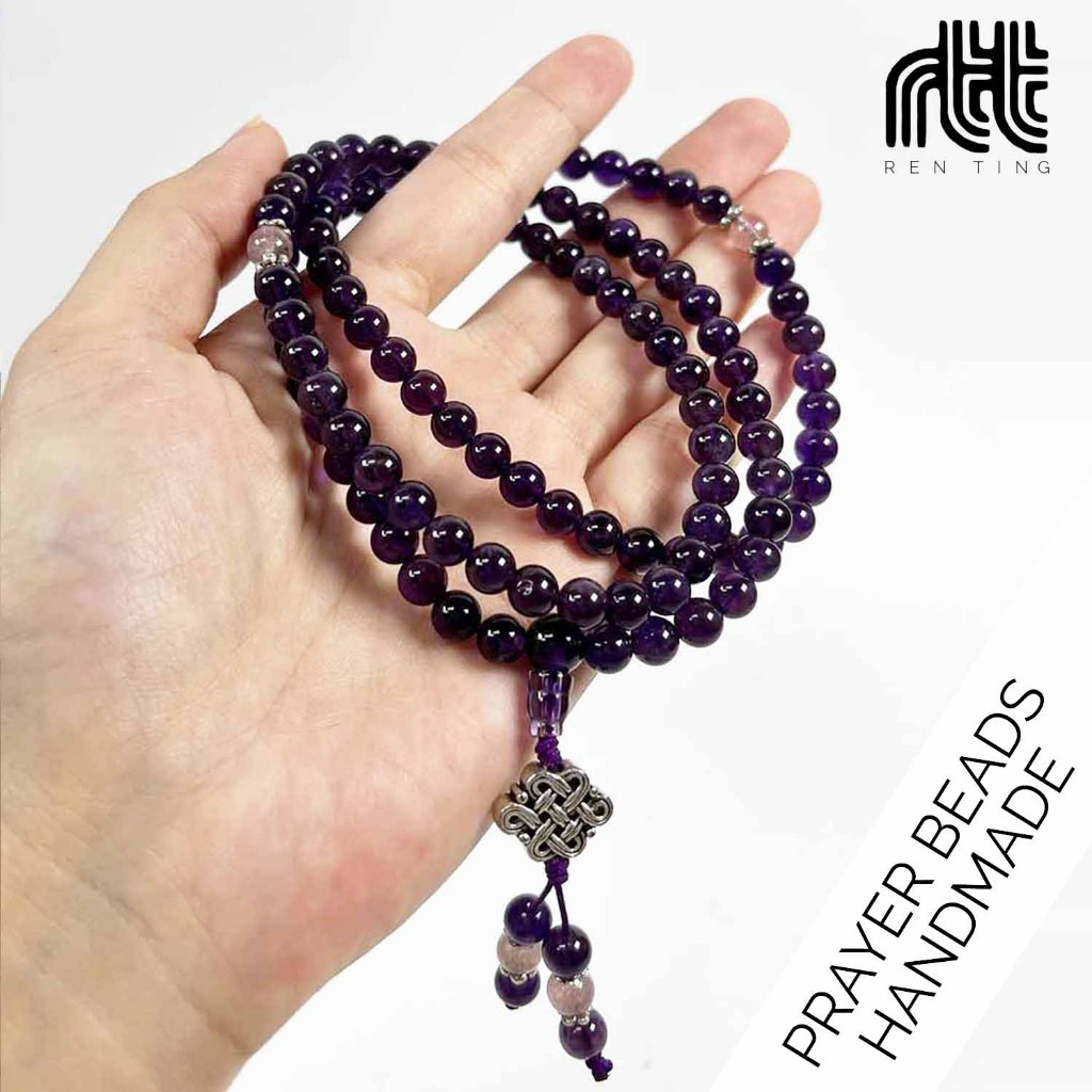 6mm Amethyst 108 Bead Gemstone Meditation Mala