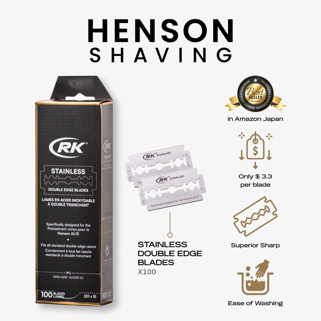 Henson Shaving RK Shaving Stainless Razor Blades (100)
