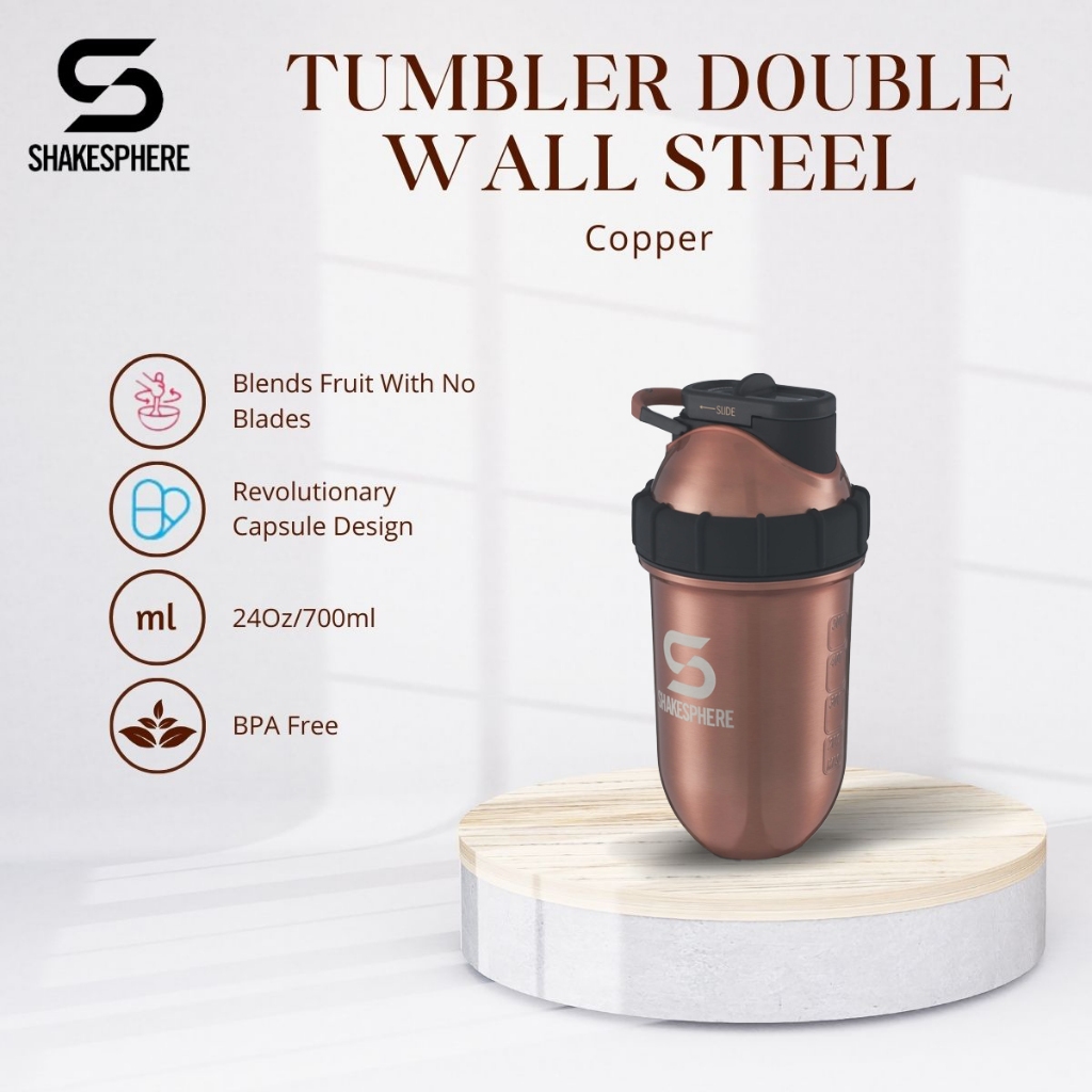 ShakeSphere Tumbler Steel | Shaker Bottles | 700mls - Copper