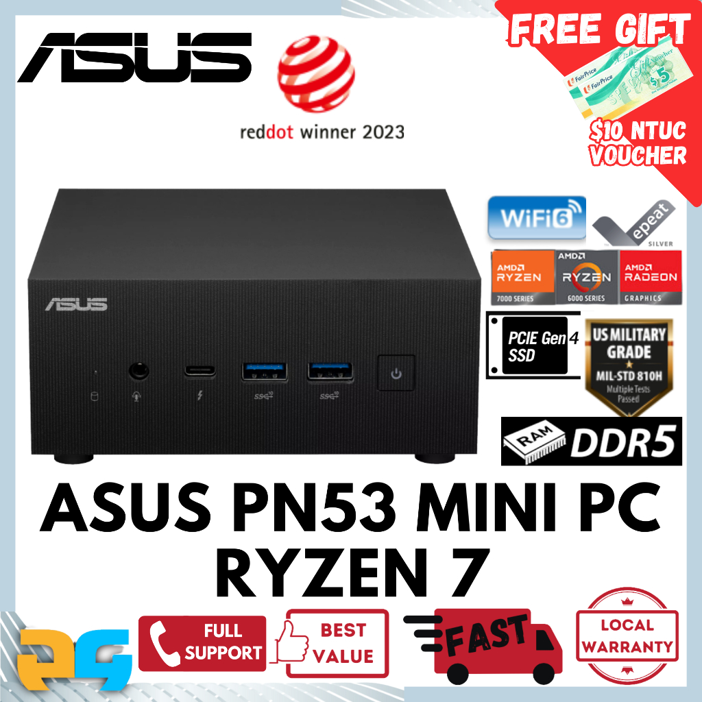 ASUS ExpertCenter PN53 Mini PC Barebone Computer (No Logo)