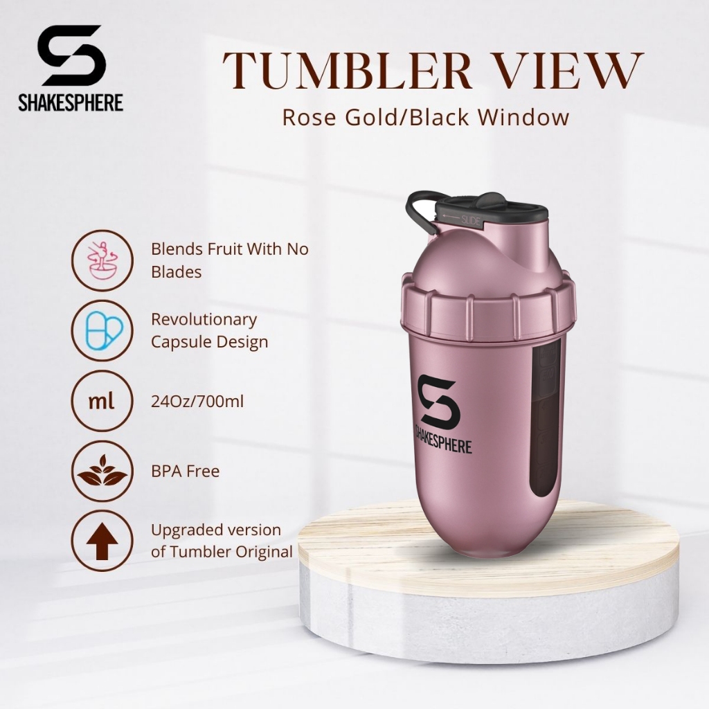 ShakeSphere Tumbler View | Shaker Bottles | 700ml - Rose Gold & Black